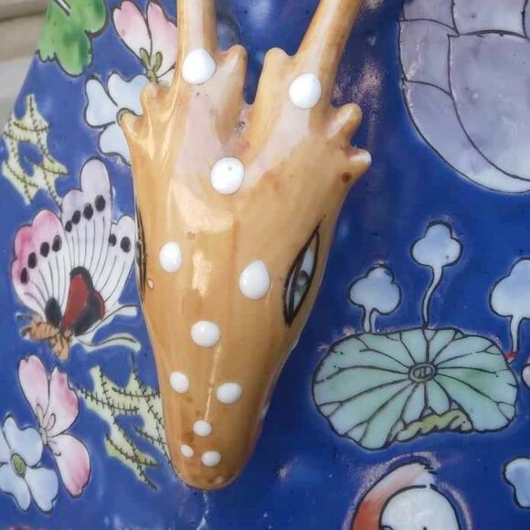 Stunning Antique Chinese Qing Yongzheng Marked Porcelain Horned Antelope handled - Picture 7 of 12